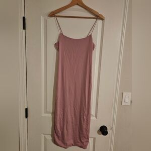 Dusty Pink Slip Dress with Spaghetti Straps - Minimal and Chic